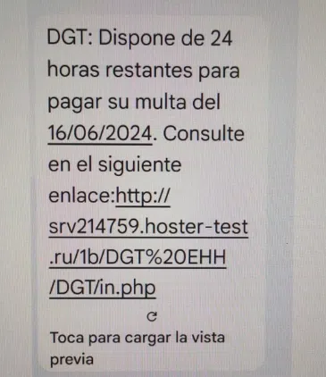 URLs fraudulentas de las estafas DGT